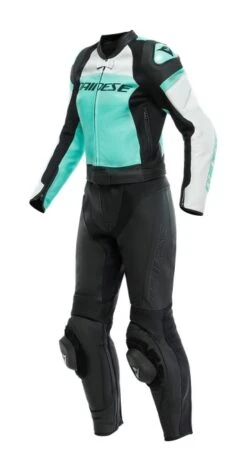 Dainese Mirage Two Piece Women's Race Suit -Motorcycle Equip Shop dainese mirage two piece womens race suit black aqua grey