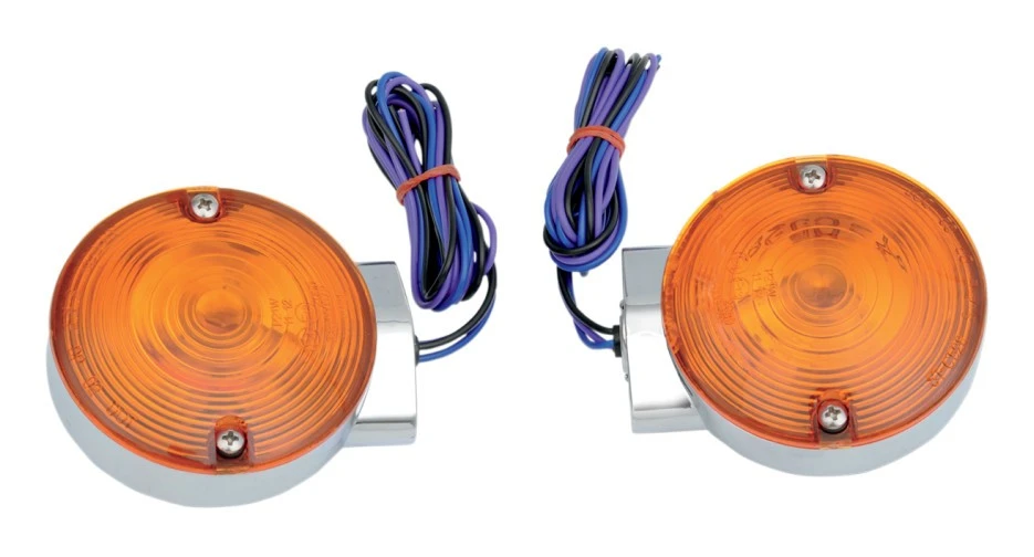 Drag Specialties Flat-Style Front Turn Signals For Harley Touring 1984-2022