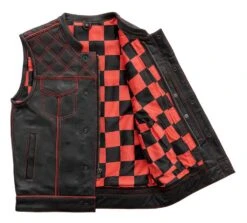 First Manufacturing Checker Vest -Motorcycle Equip Shop first manufacturing checker vest black red 2