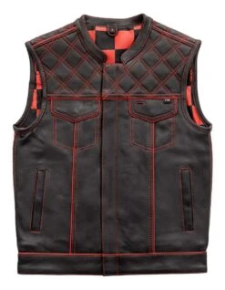 First Manufacturing Checker Vest -Motorcycle Equip Shop first manufacturing checker vest black red