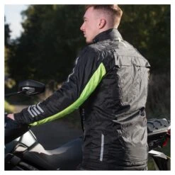 Merlin Rainwear Jacket (SM Only) -Motorcycle Equip Shop merlin rainwear jacket black fluo yellow 2